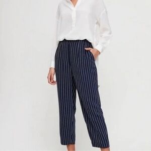 Aritzia Babaton Modesto Black White Pinstripe Straight Leg Trouser Pants - Sz 6